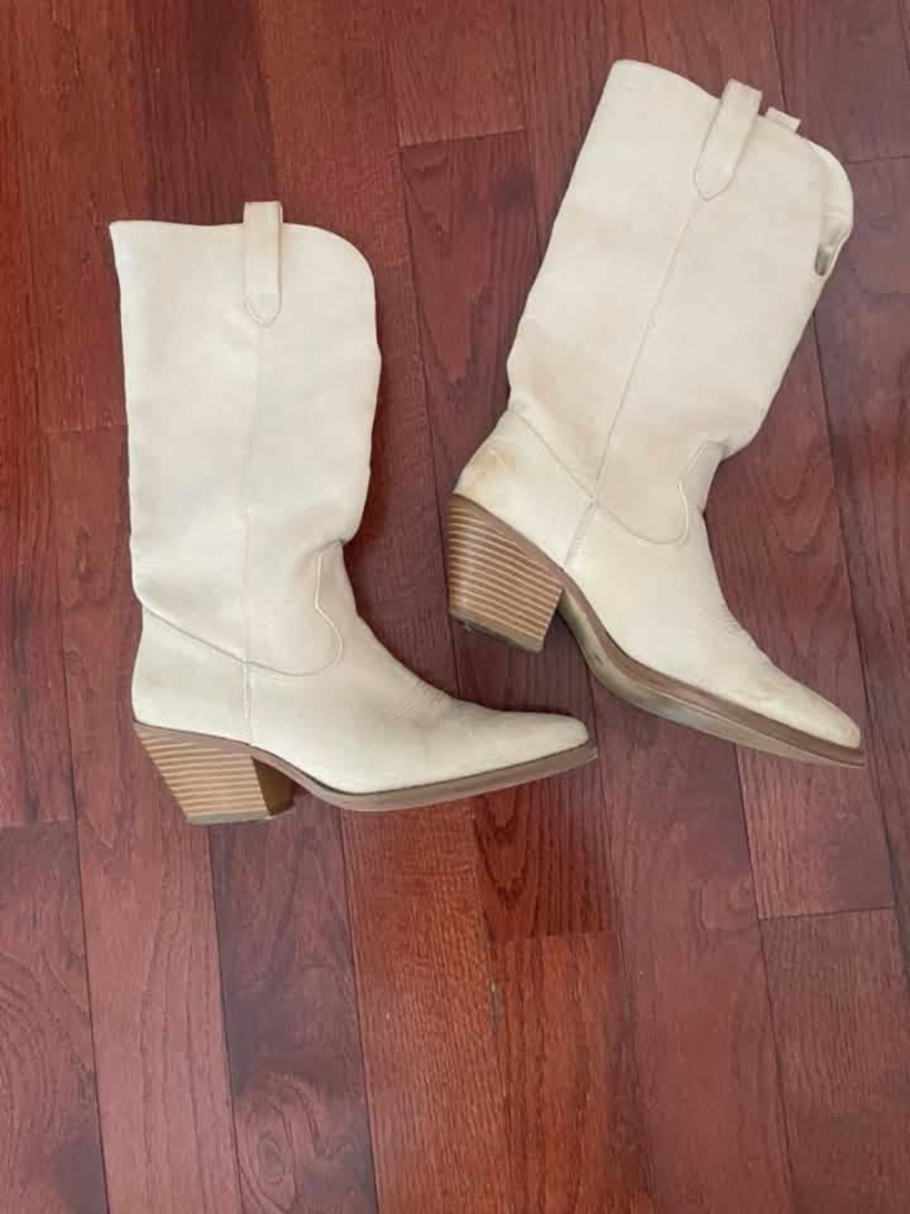 Matisse Cream Western Mid-Calf Heeled Boots